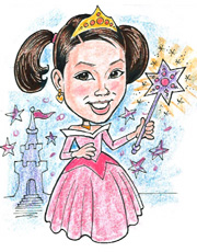 Birthday Gift, Princess Caricature, Gift Caricatures by Bill Wylie, Caricature from a photo, Action Caricatures by Bill